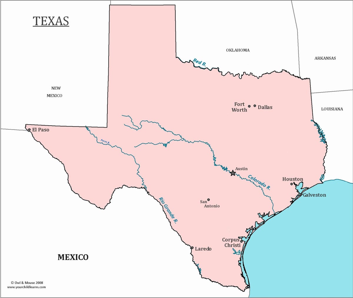 Austin تگزاس روی نقشه