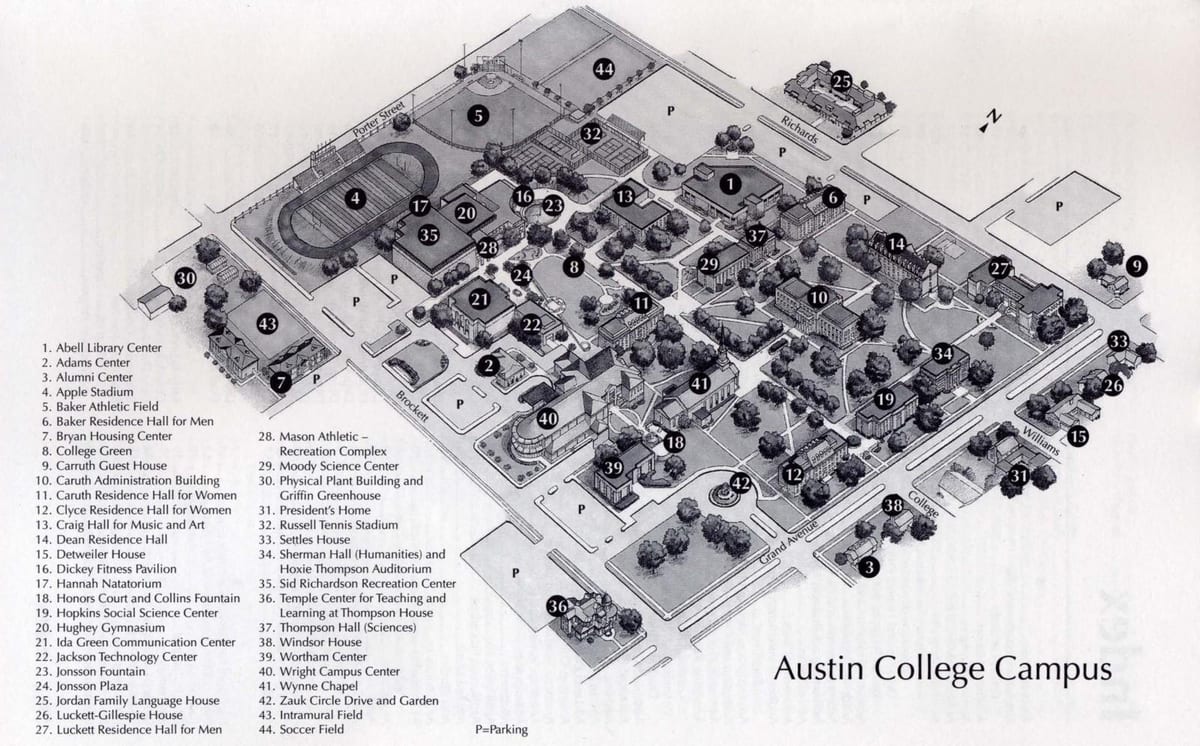 Austin کالج دانشگاه, نقشه