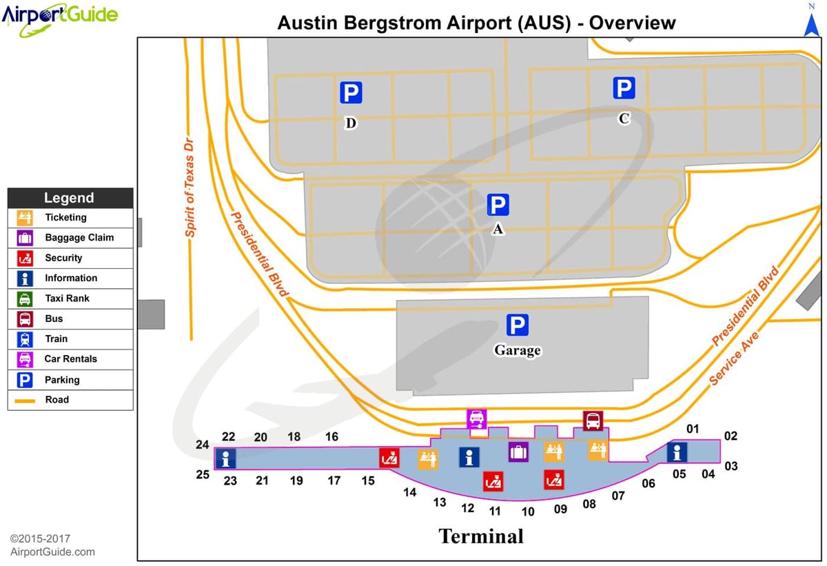 Austin Bergstrom international airport map