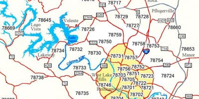 کد پستی Austin, Tx نقشه